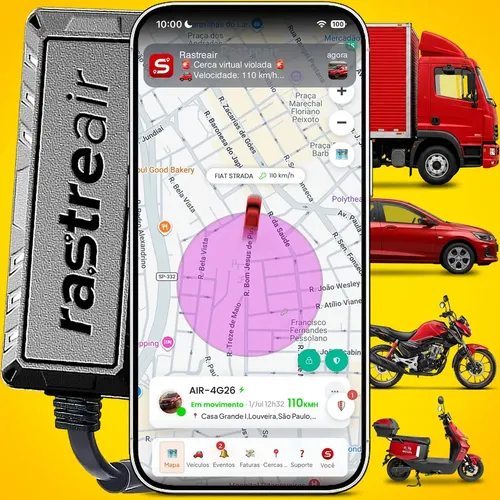 Rastreador GPS Rastreair 4G+ Para Carro, Moto e Caminhão Com Localização em Tempo Real